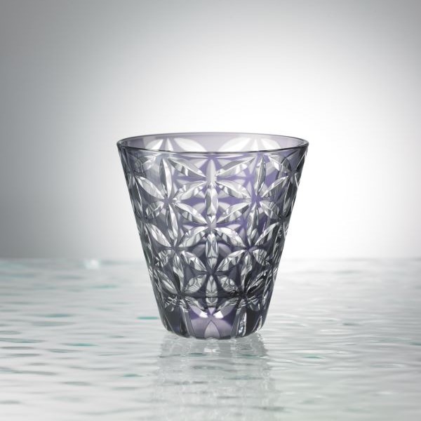 Edo Kiriko, Verre multifonctionne, motif de feuilles de chanvre, Hanasho, Ø 9.0 × H 9.0 cm, Artisanat traditionnel de Tokyo, fait main