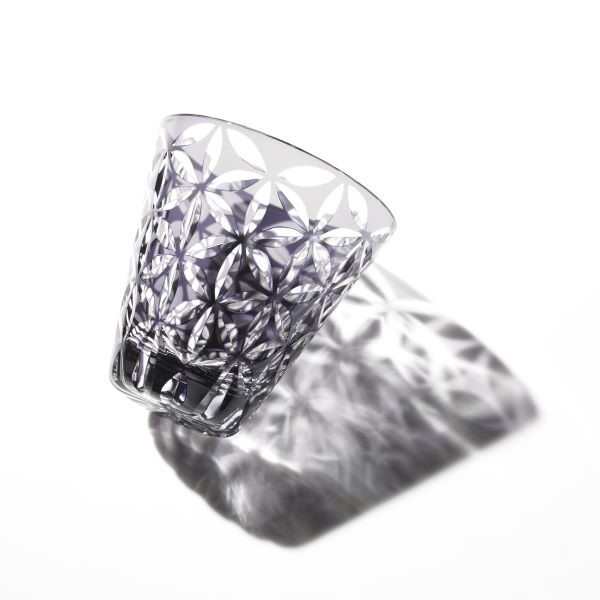 Edo Kiriko, Verre multifonctionne, motif de feuilles de chanvre, Hanasho, Ø 9.0 × H 9.0 cm, Artisanat traditionnel de Tokyo, fait main