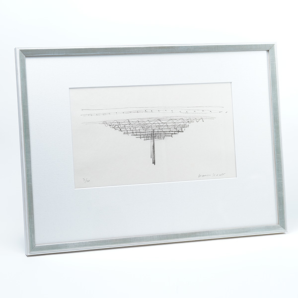 Croquis par Kengo Kuma　“Yusuhara Wooden Bridge Museum : gallery over the clouds”　encadrement