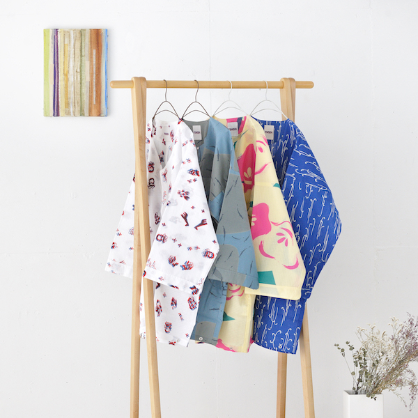 UME BISCUS/beige – Motif de fleurs de prunier ume, chemise « TEWSEN », étoffe wazarashi, chemise de style dabo, unisexe
