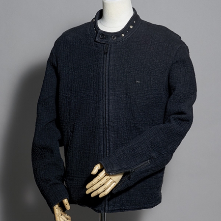 VESTE DE MONOPARTENAIRE STUDDED SASHIKO LOVE GINZA -SIZE XXL - WOLF'S HEAD, Takuji Mikita, sashiko, veste de motard, cloutée, Porter Classic