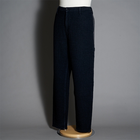 SASHIKO PANTALON DROP OUT NOIR -SIZE XL - pattes de fixation, motif de losanges, sashiko, Porter Classic