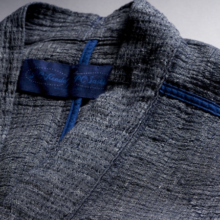 SASHIKO LINEN PREMIUM YABO YUKATA BLUE - décontracté, rustique, 75% coton, 25% lin, manteau long, robe, Porter Classic