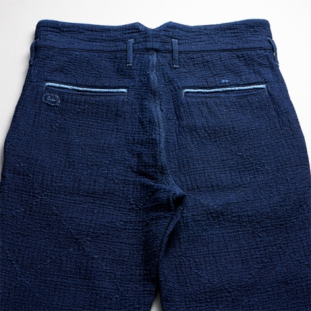 SASHIKO GREASE PANTS BLUE -SIZE XL - film 