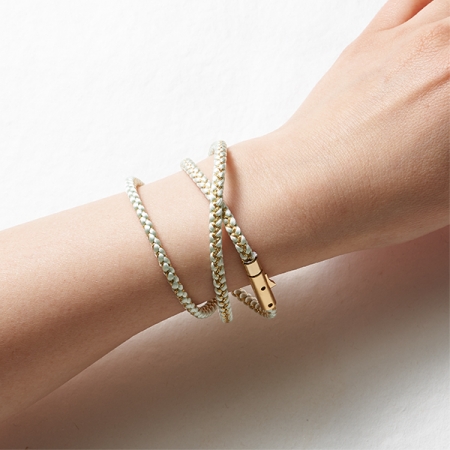Bracelet - KUMIHIMO, 3 couches, jaune-vert &or, S-55cm, M-60cm, pure soie, Ryukobo, Tokyo Japon, artisanat traditionnel, souvenir, cadeau