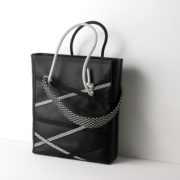 Sac - KUMIHIMO, sac d'affaires,Sac en PC,noir et argent,Ryukobo, Tokyo Japon, artisanat traditionnel, souvenir, cadeau
