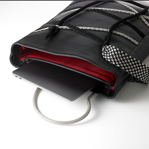 Sac - KUMIHIMO, sac d'affaires,Sac en PC,noir et argent,Ryukobo, Tokyo Japon, artisanat traditionnel, souvenir, cadeau