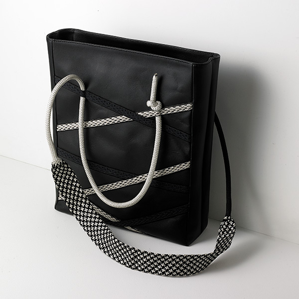 Sac - KUMIHIMO, sac d'affaires,Sac en PC,noir et argent,Ryukobo, Tokyo Japon, artisanat traditionnel, souvenir, cadeau