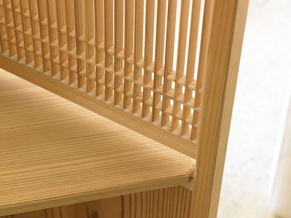 Artisanat du bois Kumiko Étagère d'angle (grande) - Bois naturel, H 110 x L 40㎝, étagères amovibles