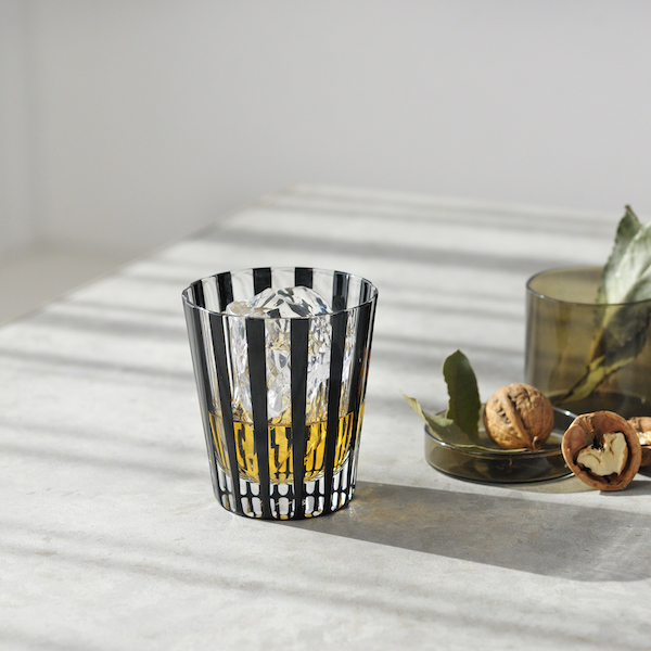 Verre,KUROCO,Rayures,Vieux,Grain droit,Verre noir,350ml,Sake japonais,Moderne,Verre Kimoto,Artisanat traditionnel,Souvenir,Cadeau