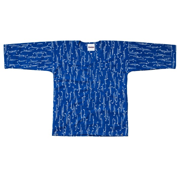 NARABI WARABI/bleue – Motif de fougères, chemise « TEWSEN », étoffe wazarashi, chemise de style dabo, unisexe