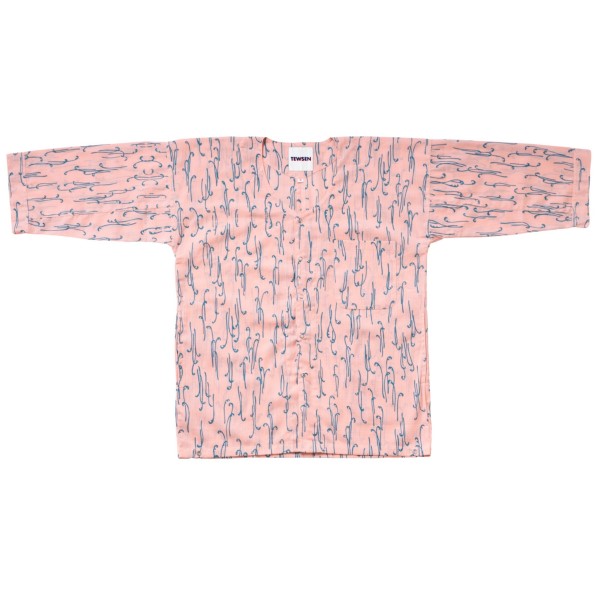 NARABI WARABI/rose – Motif de fougères, chemise « TEWSEN », étoffe wazarashi, chemise de style dabo, unisexe