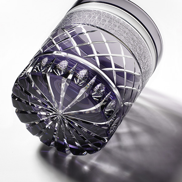Edo Kiriko,Vieux verre,ligne classique,raisin,violet,Ø7.3 × H9.0 cm, Hanasho,itogikutsunagi,yarai,artisanat traditionnel,fait main,souvenirs,sur commande