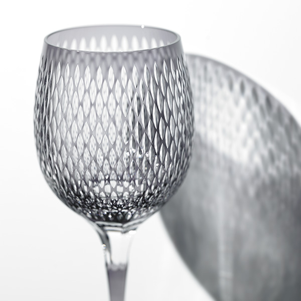 Edo Kiriko,long verre à vin,kometsunagi,lraisin,pourpre,Hanasho, artisanat traditionnel,fait main,souvenir,cadeau,sur commande,Sommet du G8 Toyako '08