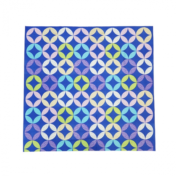 Ensemble Furoshiki Kanzesui(bleu) et Shippo(bleu), 100% coton, imprimé à la main, 90×90cm, toile large, sac fourre-tout, enveloppe de bento, usage quotidien, matériau fin, Chikusen, souvenir, cadeau