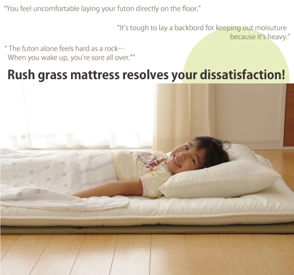  Matelas tatami pliable en Igusa – Taille simple – En Igusa naturel, doublure durable aiguilletée