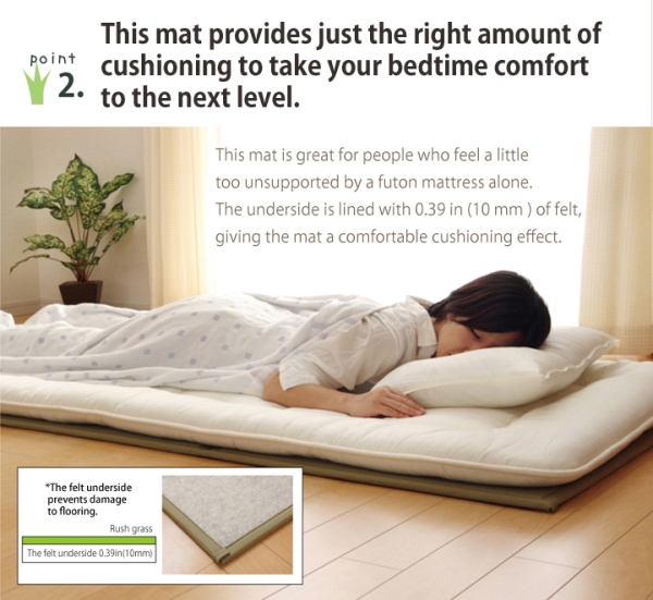  Matelas tatami pliable en Igusa – Taille simple – En Igusa naturel, doublure durable aiguilletée