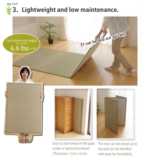  Matelas tatami pliable en Igusa – Taille simple – En Igusa naturel, doublure durable aiguilletée