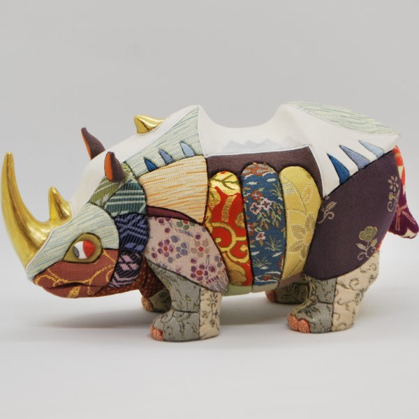 Kimekomi,poupée en bois,rhinocéros,ornement,gravure d'Albrecht Dürer,hommage,Matsuzaki Doll,Japon,Tokyo,traditionnel,artisanal,souvenir,cadeau,B