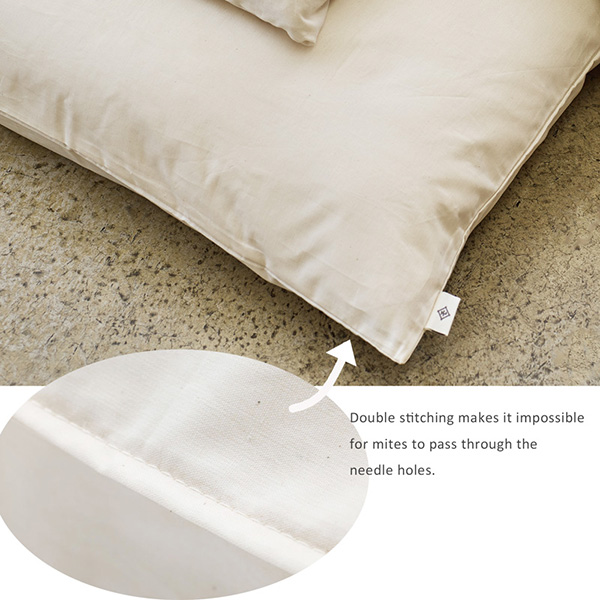 Housse de matelas futon antiacarien en tissu haute densité – Taille simple – 100 % coton biologique – Certifié GOTS – Beige