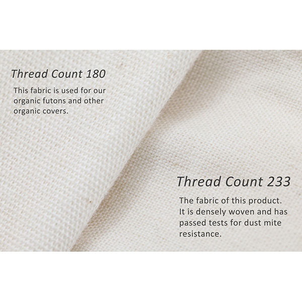 Housse de matelas futon antiacarien en tissu haute densité – Taille simple – 100 % coton biologique – Certifié GOTS – Beige