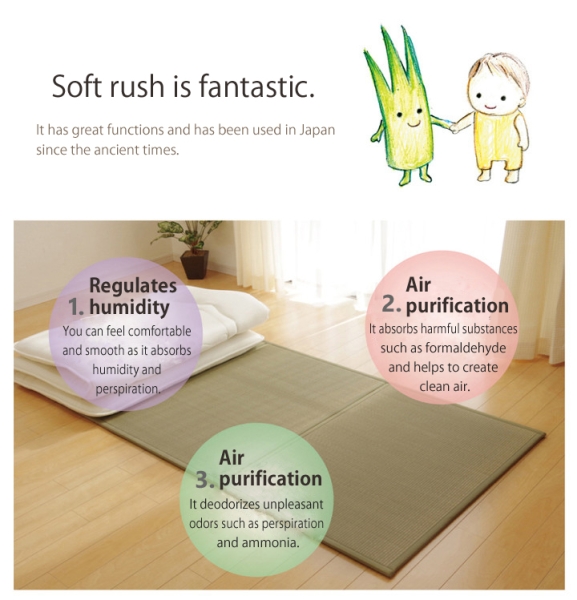  Matelas tatami pliable en Igusa – Taille simple – En Igusa naturel, doublure durable aiguilletée