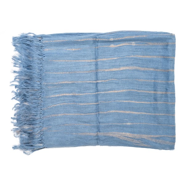 Étole - KUMIHIMO, Teinture Tatsumaki, tresse plate, bleu, rayures, grande, écharpe, Ryukobo, kimono, Japonais, Tokyo, artisanat traditionnel, soie, cadeau, fait main