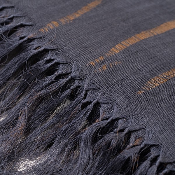 Etole - KUMIHIMO, Teinture Tatsumaki, tresse plate, noir, rayures, grande, écharpe, Ryukobo, kimono, Japonais, Tokyo, artisanat traditionnel, soie, cadeau, fait main