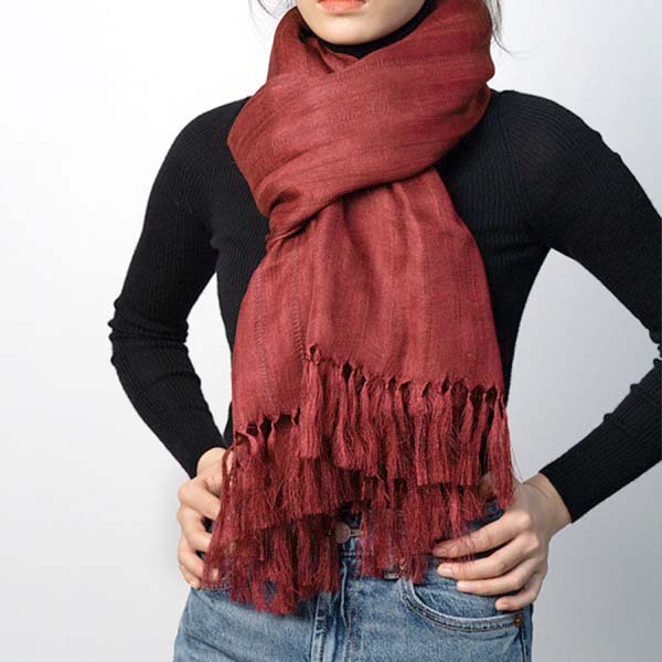 Etole - KUMIHIMO, Teinture Tatsumaki, tresse plate, rouge, rayures, grande, écharpe, Ryukobo, kimono, Japonais, Tokyo, artisanat traditionnel, soie, cadeau, fait main