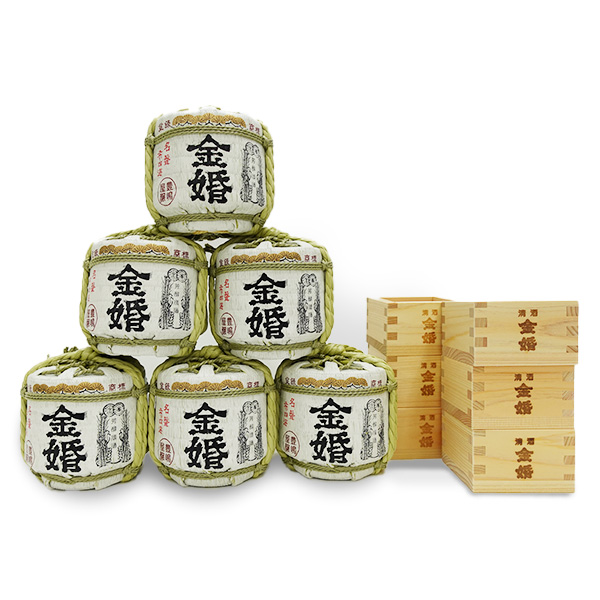 Saké japonais,Kinkon barrel Josen,300 ml,Lot de 6 bouteilles,15 à 16 % d’alcool,Akihikari,cadeau,souvenir,(6MASU)