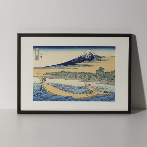 Ukiyoe de  Katsushika Hokusai « Trente-six vues du mont Fuji : Côte de la baie de Tago, Ejiri dans la région de Tōkaidō », gravures sur bois, avec cadre		