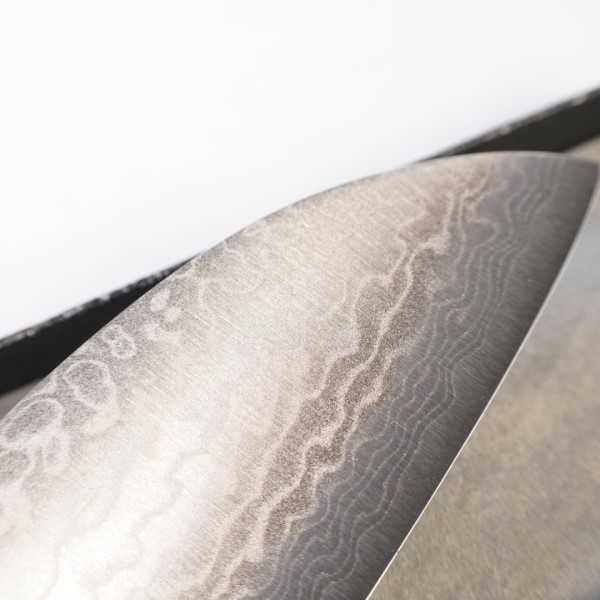 Couteau Santoku en acier laminé - Longueur de la lame : environ 17,5 cm, largeur de la lame : environ 4,9 cm, couteau Damas
