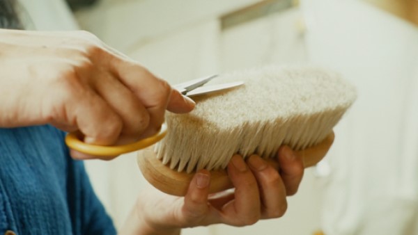 Brosse à chaussures en poils naturels — À choisir parmi les 3 types : ① Dépoussiérage, ② Polissage, ③ Finition