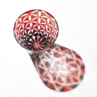 Edo Kiriko, Verre multifonctionne, motif de feuilles de chanvre, kurenai (rouge foncé),  Hanasho, Ø 9.0 × H 9.0 cm, Artisanat traditionnel de Tokyo, fait main		