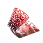 Edo Kiriko, Verre multifonctionne, motif de feuilles de chanvre, kurenai (rouge foncé),  Hanasho, Ø 9.0 × H 9.0 cm, Artisanat traditionnel de Tokyo, fait main		