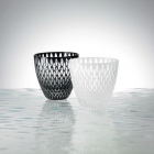Edo Kiriko, Ensemble de deux verres Edo Kiriko - Petite taille, motif de grains de riz alignés, noir et blanc, Hanasho, Ø3.0×H5.0cm, Artisanat traditionnel de Tokyo, fait main		