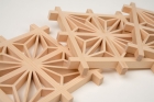 Lot de 5 sous-verres à motif de feuilles de chanvre (kiso-hinoki) -  Bois naturel, peut service de décoration murale ou ornement, H11× L11cm