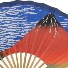 Éventail d'Edo Ukiyoe Hokusai Fugaku Sanjurokkei Hokusai Triomphe du Fuji rouge  Fan debout bambou debout