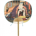 Éventail d'Edo Ukiyoe Toyokuni Bambou sculpté