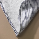  Ensemble de serviettes (motif à rayures) – Serviettes double gaze, ensemble de 3 pièces (serviette de bain, serviette à mains, gant de toilette), motif Edo Komon, bleu marine avec rayures blanches, serviettes Uchino