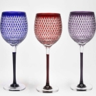Edo Kiriko,long verre à vin,kometsunagi,lapis-lazuli,bleu,Hanasho, artisanat traditionnel,fait main,souvenir,cadeau,sur commande,Sommet du G8 Toyako '08