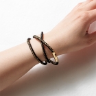 Bracelet - KUMIHIMO, 3 couches, anthracite-noir &or, S-55cm, M-60cm, pure soie, Ryukobo, Tokyo Japon, artisanat traditionnel, souvenir, cadeau
