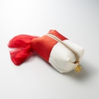 Pochette - KUMIHIMO, rouge et blanc, pure soie, pochette à maquillage, mignonne, ruban, Ryukobo, Tokyo Japon, artisanat traditionnel, souvenir, cadeau, EL COCO LOCO