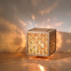 Artisanat kumiko　Lanterne andon - Petite, cubique, feuilles ...