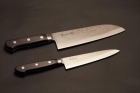 Couteau Santoku en acier laminé - Longueur de la lame : environ 17,5 cm, largeur de la lame : environ 4,9 cm, couteau Damas