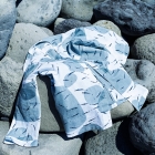 Chemise en tissu de kimono d’été yukata – AYU FROM/grise – Motif de poisson ayu, chemise « TEWSEN », étoffe wazarashi, chemise de style dabo, unisexe