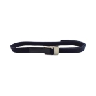 Ceinture Kumihimo - noir et bleu marine, soie, Sasanami-gumi, DOMYO