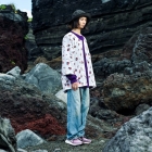 Chemise en tissu de kimono d’été yukata - ODORU DOLL/rouge et bleu - Motif de poupées, chemise « TEWSEN », étoffe wazarashi, chemise de style dabo, unisexe		