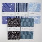 <Réimpression de serviettes tenugui > Ensemble de 5 motifs : Edo blue – Motifs komon, motifs de yukata, utilisant des pochoirs Ise-katagami reconnus biens culturels immatériels importants, Marukyu Shouten