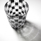 Verre,KUROCO,Pin de Tamachi,Vieux,Motif en damier,Verre noir,350ml,Sake japonais,Moderne,Verre Kimoto,Artisanat traditionnel,Souvenir,Cadeau
